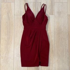 Faviana Deep Red Strappy Mini Dress Size 2